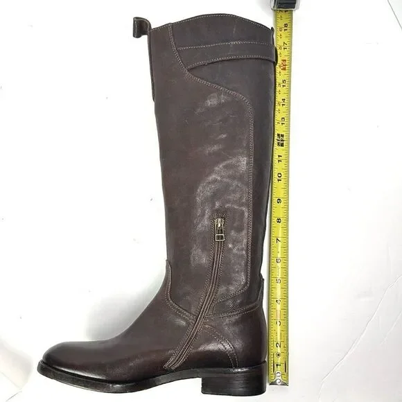 NWOB Montegranaro Area Forte Italy Brown Leather Studded Riding Boots EUR37 US 7